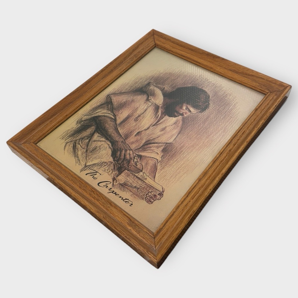 EXTREMELY RARE VINTAGE 1981 FRANCES HOOK THE CARPENTER JESUS PRINT LITHOGRAPH - Picture 5 of 6